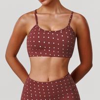 Women's Polka Dot Thin Strap Sports Bra Sleeveless Workout Yoga Crop Top with Chest Pad S