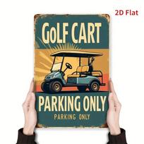 Planetjuice Vintage Metal Golf Cart Parking Sign x Retro Garage Man Cave Decor (as the picture,20x30)