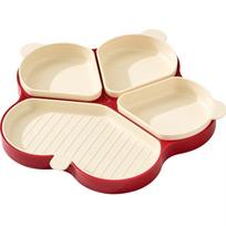 Multi Compartment Kitchen Prep Tray for Home Use Sectioned Hot Pot Condiment Organizer Tray for Soy Sauce Vinegar Garlic Ginger Storage raudona