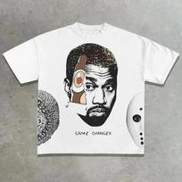 Mens Kanye West Game Changer Graphic T Shirt Y2K Rap Streetwear Tee S-4XL 2XL