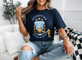 Argentina AFA World Cup 2026 Trophy T-Shirt, Argentina Soccer Fan Shirt, Argentina 3 Stars Champion Gift, World Cup 2026 Tee XL