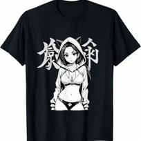 Sexy Waifu Otaku Anime Girl Japanese In Black And White Art T-Shirt S įvairiaspalvis