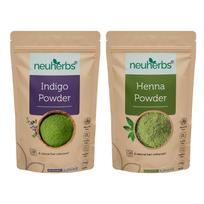 Neuherbs Henna And Indigo Powder For Hair Colouring And Nourishing, Pure Natural, 100 gm Each, Combo