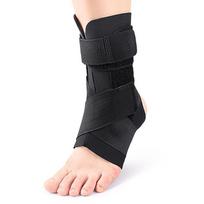 Ankle Brace with Double Aluminum Support, Compression Strap & Elastic Foot Cover Black - L black