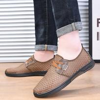 Vyriški vasariniai tinkliniai sandalai: Kvėpuojantys, Lengvi, Neslystantys, Atsparūs dėvėjimuisi, su minkštu padu ir tuščiaviduriu tinklelio dizainu. Size 38 kupranugaris