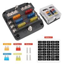6/12 Way Blade Fuse 12-24V Car Boat Fuse Box Holder With Plastic Cover For Power Panel Board Camper RV Accessorie