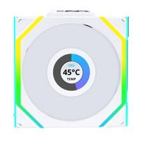LIANLI 120mm ARGB Fan UNI FAN SL LCD Wireless 120 WT Single Pack with 1.6-inch LCD Screen, 2.4GHz Wireless, Cable Management-Free, FDB Side LED
