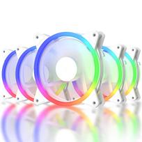 upHere 120mm RGB PC Case Fans with LED Ring for Illumination, Silent Type, 25mm Thick, 6-Pin SATA Power Connector, with Controller and Remote