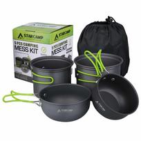 STARCAMP Portable Camping Cookware Set: Outdoor Pot, Bowl, and Water Boiler. žolės žalia spalva