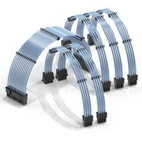 LINKUP 30cm PSU Cable Extension with Sleeve, Custom Mod PC Power Supply, Braided with Comb, Compatible with RTX3090, 6-Pack  1x 24P  2x 8P (4+4) CPU