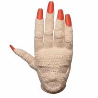Handmade Palm Shaped Head Cover Crochet Knit Prank Prop Hat Abstract Palm Knit Head Mask  Gag Gift Hood