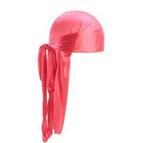 Fashion Pre-Tied Silk Durag Adjustable Elastic Pirate Hat Polyester Head Wrap Men Women