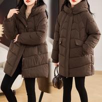 Women Long Parkas Hooded Cotton Jackets Winter Thicken Warm Cotton-padded Puffer Coats Casual Loose Female Outerwear M kava