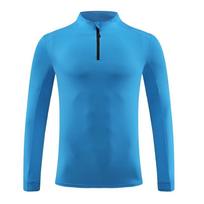 2024 Boys' Spring Quick-Dry Long Sleeve Half-Zip Running Shirt XXXL spalvinga mėlyna spalva