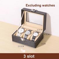 1pc PU Leather Watch Box Display Case Organizer with Framed Glass Lid Elegant Contrast and Removable Pillow for Men and Women