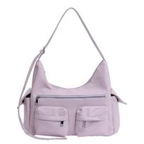 Y2K Armpit Bag Spicy Girl MotorcycleBag Simple Retro Shoulder Bag  Shopping violetinė