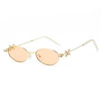 Fashion Bling Rhinestone Sunglasses Y2k Steampunk Oval Women Eyewear Uv400 Metal Frame Anti-Blue Light Spectacles Outdoor