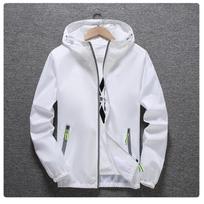 Reflective Zipper Windbreaker: Men's Plus Size Spring/Autumn Custom Print Trendy Jacket 3XL balta