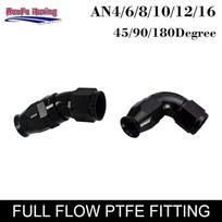 AN4 AN6 AN8 AN10 AN12 AN16 PTFE Full Flow Swivel Hose End Fitting Universal Aluminum Swivel Fitting 45° 90° For Fuel Cooler Line AN6  45Degree