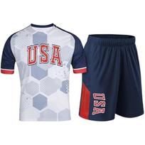Fan Soccer Jersey for Men World Cup Soccer Jersey Flag 2 Piece Jersey Set Argentina, Mexico, USA L
