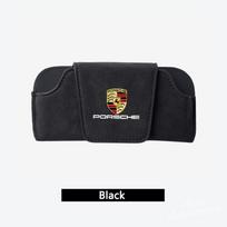 Suede automobilio akinių dėžutė skydelio nuo saulės akinių dėklas laikymui Porsche Cayenne Panamera Macan 911 718 Taycan Boxster Cayman 918 Pajun juoda