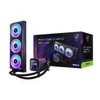 ASRock Phantom Gaming 360mm AIO Liquid Cooler with 3.4-inch LCD Display, ARGB Fan, CPU Temperature Display, High-Durability Pump, LGA1700 AM5