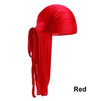 Unisex suaugusiųjų satino ilgos uodegos Doo Rag Durag Bandanos kepurė Pirato skrybėlė Turbanas Vyriška Hip Hopo galvos juosta Moteriškas galvos apdangalas raudona