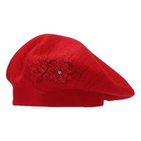 Flower Embroidery Women Beret Button Design Ear Protection Octagonal Hat Keep Warm Korean Style Painter Caps Casual Outfit raudona