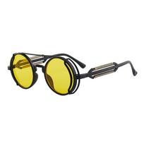 Gothic Steampunk Sunglasses Classic Vintage Round Punk Sun Glasses UV400 Shades Brand Design Eyewear Women Eyelasses 2026 Trendy Other geltona