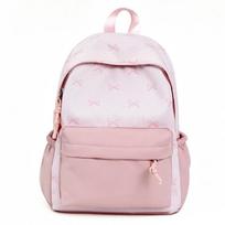 Bow Contrast Backpack Women's Lightweight School Bag rožinė