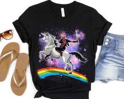 Marvel Deadpool Riding A Unicorn On A Rainbow T-Shirt Unisex T-shirt Birthday Shirt Gift For Men Women Kid Hoodie Sweatshirt Toddler Shirt 110 black