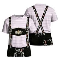 Men's Oktoberfest Vintage Texture Print Short Sleeve T Shirt Loose Fit Casual Summer Daily Top with Suspender Design XXXXXL smėlis