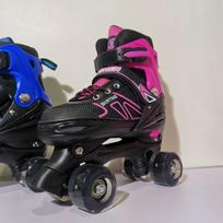 Adjustable Double Row Roller Skates for Kids & Adults - Inline & Four-Wheel, Full Flash, Beginner-Friendly. M (32-37)