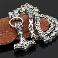 Nordic Totem Viking Hammer Stainless Steel Men's Necklace