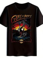 Guns N' Roses Graphic T-Shirt - Unissex's Black Rock Band Tee With Iconic Skeleton & Guitar Design XL