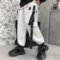Moteriškos Cargo Harem Kelnės Šoninės Kišenės Juodos Baltos Hip Hop Laisvalaikio Moteriškos Kelnės Mada Kasdienės gatvės aprangos kelnės XL balta