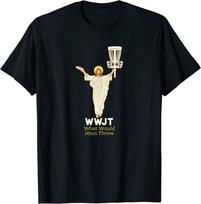 Diskinio golfo marškinėliai „Ką mestų Jėzus“ Frolf juokingi Unisex T-shirt L beige