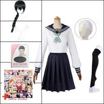 Anime Jujutsu Kaisen Amanai Riko Cosplay Kostiumas Helovinas Moterims Drabužiai Mokyklinė Uniforma Sijonas L-(Full set+wig)