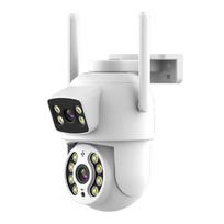 3MP+3MP Belaidė Apsaugos Kamera Dvigubo Objektyvo Montuojama ant Sienos Išmani WiFi Kamera IP66 Atspari Vandeniui Spalvotas Naktinis UK Plug