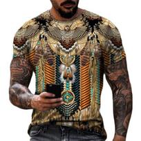 Summer Vintage Indian Style 3D Print T-Shirts Streetwear Men Casual Oversized O-Neck Short Sleeved T Shirt Tees Tops Clothing S beige