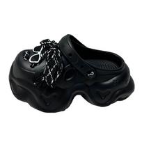 Fashion Black White Chunky Platform Sandals Woman Fashion Diy Thick Sole Clogs for Women Summer Non Slip Beach Sandals Eva Garden Shoes 36-37 juoda