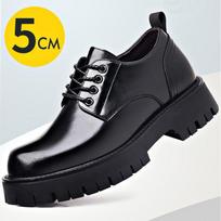 Juodi natūralios odos 5 cm aukštį didinantys vyriški vandeniui atsparūs neslystantys laisvalaikio batai - Rudeniniai su storu padu Formalūs board tipo batai. 38