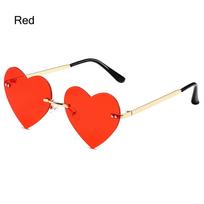 Halloween Party Cosplay Costume Rimless Heart Sunglasses Pink Hippie Sunglasses Metal Sun Glasses Heart-Shaped