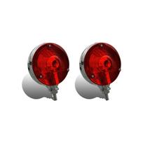 Round Double Face Lights with 24v Bulbs for Truck Trailer SUV RV Fender Stop Turn Tail and Parking Light, Chrome Die Cast Housing (Red/Amber)