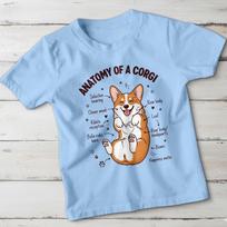 Corgi šuns anatomija Juokingi gyvūnai Marškinėliai Mieli Corgi šunys Marškinėliai XL