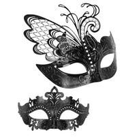 2Pcs Masquerade Mask Butterfly Eyemask for Men Women, Halloween Cosplay Eyemask Masquerade Half Face Cover