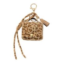 Retro Leopard Print Bowknot Keychain With Star Charm Zinc Alloy Keyring Stylish Accessory For Bags Or Keys