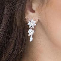 Huitan Exquisite Drop Earrings for Engagement Lady Silver Color Brilliant Zirconia Accessories Delicate Wedding  Gift