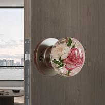 Door Handle Lock Retro Round Resin Epoxy Flower Door Knob Scratch-Resistant Decorative Bedroom Doorknobs Artistic Decor For China Mainland