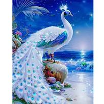 5D DIY Full Round Drill Diamonds Painting Peacock Kit Home Decoration Art Craft
